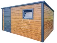 Domek Ogrodowy 4x3m  Okno  Drewnopodobny  Antracyt  Dach Spad w tył ID636