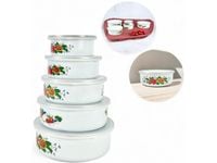 zestaw misek emaliowanych z pokrywkami 10-18cm/24