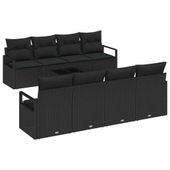 Zestaw Sof na Ogród 7 pcs Czarny 55 x 55 x 37 cm polirattan