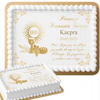 OPŁATEK NA TORT PROSTOKĄTNY 28,7x20cm - NA PIERWSZĄ KOMUNIE ŚWIĘTĄ + IMIĘ