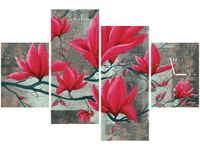 120CM 80CM ZEGAR 4 ELEM FUKSJOWA MAGNOLIA OBRAZ ŚCIENNY