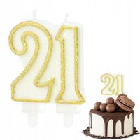 ŚWIECZKA URODZINOWA CYFERKA 21 ZŁOTA METALICZNA CYFRA NA IMPREZĘ URODZINOWĄ