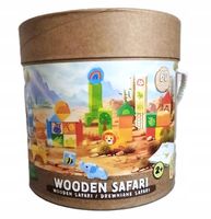 DREWNIANE KLOCKI WOODEN SAFARI DREWNIANE SAFARI 60 ELEMENTÓW ELEFUN