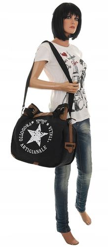 Torebka damska duża pojemna worek na ramię shopper listonoszka z208 Czarna na Arena.pl