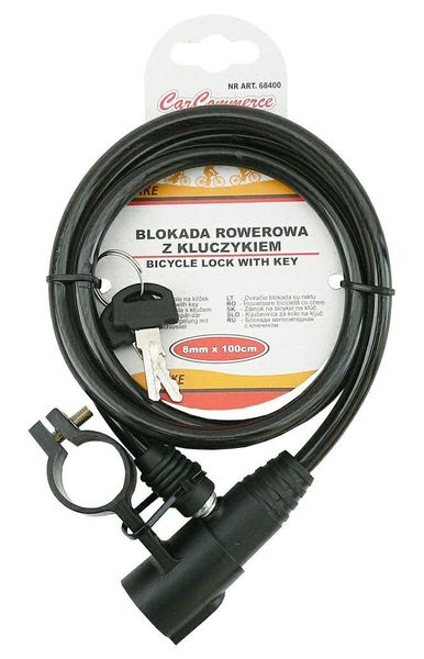 Blokada rowerowa 8mm x 100cm - kluczyk zdjęcie 1