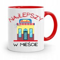 Kubek Czerwony Fryzjera Najlepszy W Mieście Z Nadrukiem Ze Zdjęciem