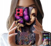 ETUI DO MOTOROLA EDGE 40 NEO - ANTI SOCIAL BUTTERFLY RÓŻOWY MOTYL + FOLIA