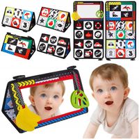 KSIĄŻECZKA KONTRASTOWA ZABAWKA SENSORYCZNA Z LUSTERKIEM DLA NIEMOWLĄT WZORY