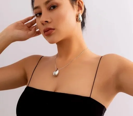 KOLCZYKI srebrna KROPLA łezka stal 316L zdjęcie 12