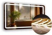 LUSTRO LED ZAOKRĄGLONE ROGI 80x70 cm PODŚWIETLANE PIASKOWANE + COB 480 diod