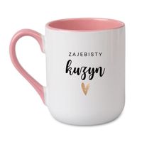 KUBEK "ZAJEBISTY KUZYN" Wzór - Elegant Coffee Różowy 330 ml