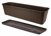 Skrzynka balkonowa doniczka prostokątna podłużna z podstawką 60 cm brązowa