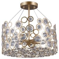 Plafon LAMPA sufitowa NARDO PNPL-33064-5-CH.G Italux metalowa OPRAWA okrągła z kryształami glamour złota szampańska
