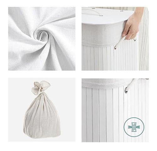 Kosz wolnostojący na pranie na bieliznę 150l biały bambusowy na Arena.pl