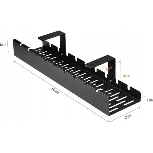 ORGANIZER DO KABLI NA PRZEWODY POD BIURKO BLAT KOSZYK PÓŁKA METALOWA na Arena.pl