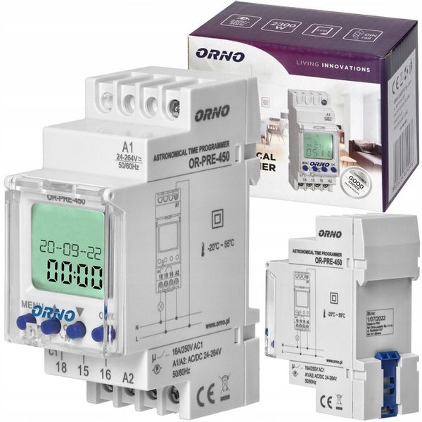 Elektroniczny programator czasowy 100 programów 1 wyjście 16A/230V ORNO zdjęcie 1