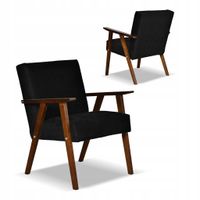 Fotel w stylu PRL retro vintage SOLER Family Meble czarny welur Angel