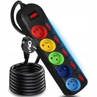 PRZEDŁUŻACZ LISTWA ZASILAJĄCA Z WYŁĄCZNIKAMI 5 GNIAZD Z UZIEMIENIEM 2M