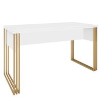 Stolik biurko kosmetyczne Klara biały mat/złoty