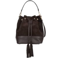 VERA PELLE torebka damska zamszowa kuferek z paskiem V490 c.brązowa