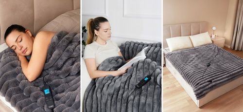 Koc elektryczny DUŻY 180x160 Mata grzewcza Yoer pilot LCD gruby 160W +Timer na Arena.pl