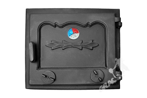 DRZWI D2 PRAWE - 33X38 CM + TERMOMETR 0-250°C żeliwne do pieca piecowe kaflowe na Arena.pl