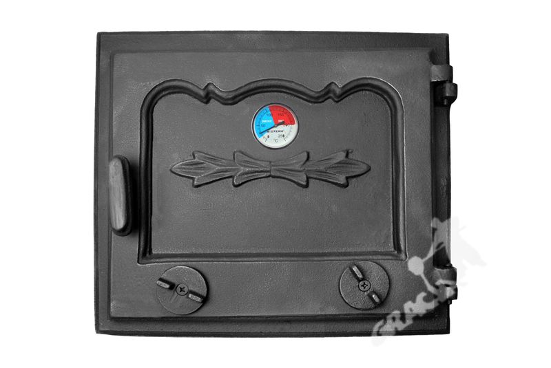 DRZWI D2 PRAWE - 33X38 CM + TERMOMETR 0-250°C żeliwne do pieca piecowe kaflowe zdjęcie 1