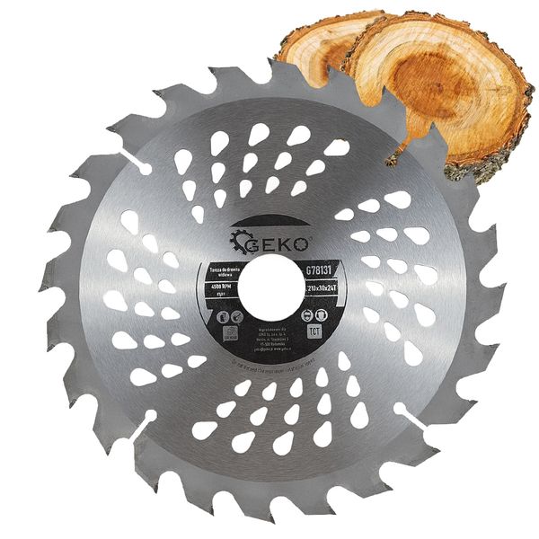 PIŁA TARCZA WIDIOWA DO CIĘCIA DREWNA 210x30 24 ZĘBY TNĄCE GEKO G78131 zdjęcie 1