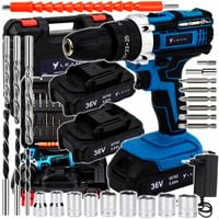 WIERTARKO WKRĘTARKA +2x5Ah AKUMULATOROWA 36V NASADKI BITY LED WALIZKA MOCNA