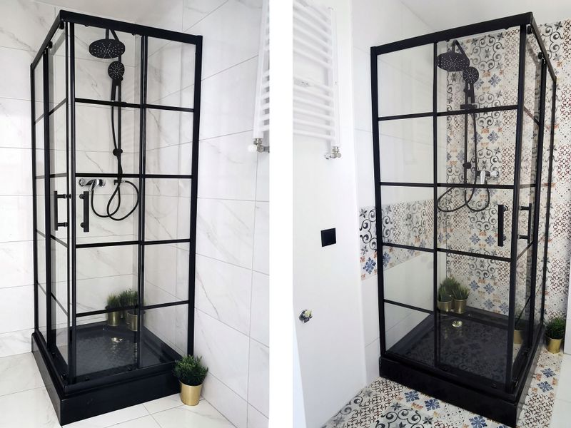 Czarny brodzik 100x100 ze stelażem Loft zdjęcie 5