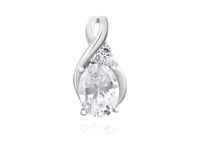 RODOWANY SREBRNY PODŁUŻNY WISIOREK BIAŁE CYRKONIE