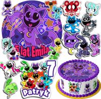 ZESTAW OPŁATEK NA TORT 30CM + 17 POSTACI - CATNAP SMILING + IMIĘ 24CM 26CM