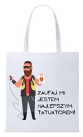 Torba Biała Eco Shopper Dla Tatuażysty Prezent Z Nadrukiem Ze Zdjęciem