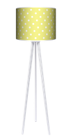 Lampa podłogowa - stojąca drewniana trójnóg duża - Kanarkowe kropki