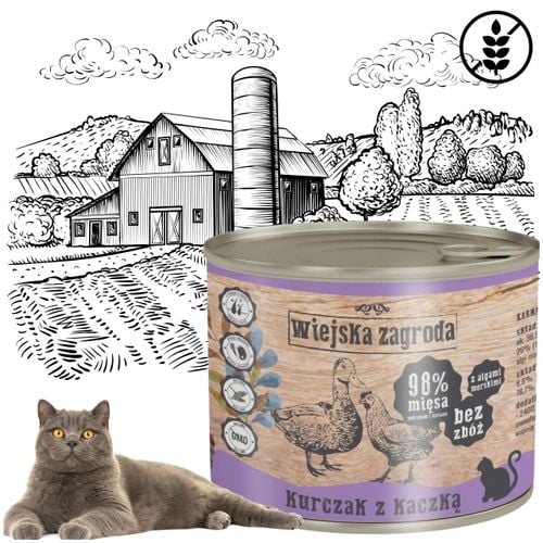 karma mokra dla kota kurczak kaczka 200g wiejska zagroda bez zbóż i glutenu na Arena.pl