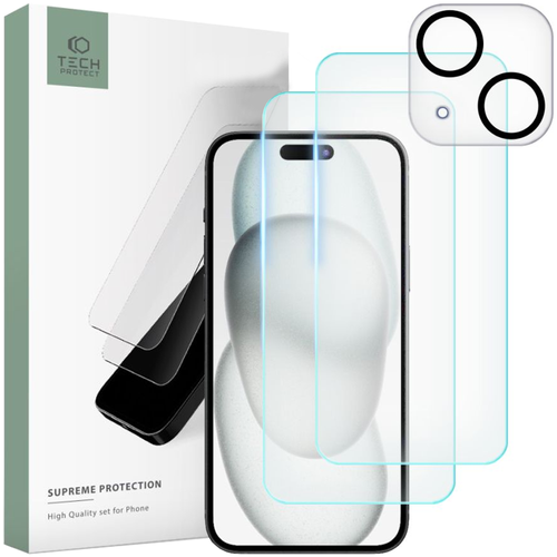 szkło hartowane tech-protect supreme set 3-pack iphone 15 clear na Arena.pl