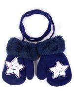 Rękawiczki dziewczęce jednopalczaste ze sznurkiem granatowe YOCLUB