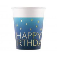 kubeczki papierowe blue happy birthday