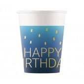 kubeczki papierowe blue happy birthday