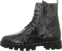 Högl Botki damskie - Lakierowane marszczone - rozmiar 40 - Czarne skórzane