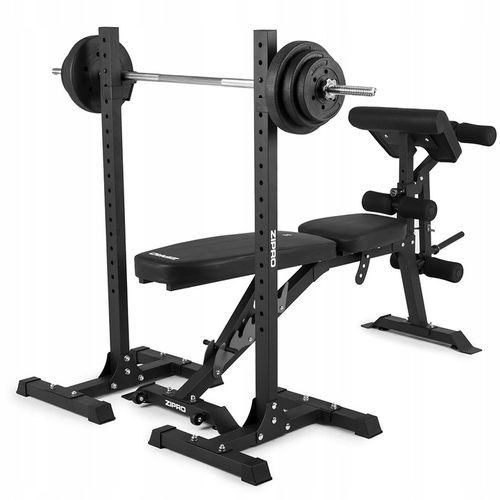 Ławka Treningowa Prosta Ławeczka do ćwiczeń + Stojaki Regulowane 2w1 Zipro na Arena.pl