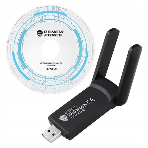 1300Mbps ZEWNĘTRZNA Karta Sieciowa WI-FI Adapter USB 3.0 DUAL 2 Anteny 5GHz na Arena.pl
