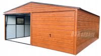 GARAŻ BLASZANY 6m x 5,5m poziom - dwuspad 2x Brama uchylna + okno drewnopodobny BOX108 6x5,5