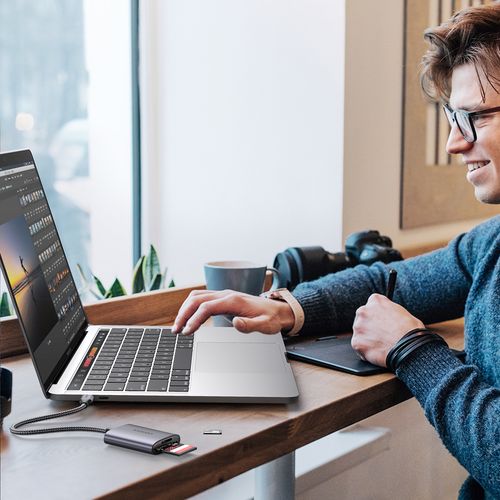 Czytnik kart SD microSD MMC TF USB-C 5Gb/s - szary na Arena.pl