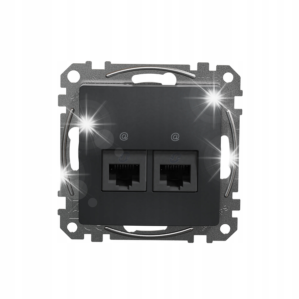 GNIAZDO 2x RJ45 UTP SCHNEIDER SEDNA DESIGN CZARNY zdjęcie 1