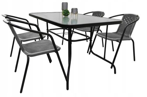 ZESTAW MEBLI OGRODOWYCH NA TARAS STÓŁ 120x70 + 4x KRZESŁA LORETTO SZARY MIX na Arena.pl