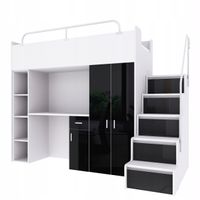 Łóżko Piętrowe JSM4 80x190 Szafa + Biurko + Materac