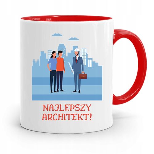Kubek Czerwony Architekta Najlepszy Architekt Z Nadrukiem Ze Zdjęciem na Arena.pl