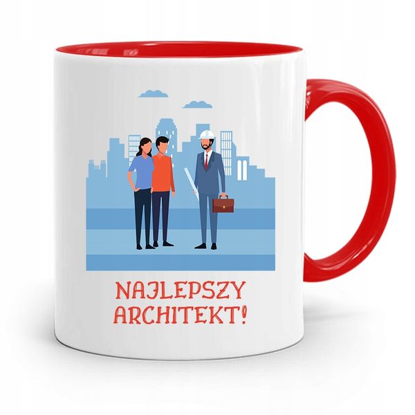 Kubek Czerwony Architekta Najlepszy Architekt Z Nadrukiem Ze Zdjęciem zdjęcie 1