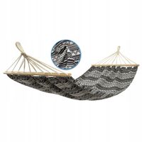 HAMAK OGRODOWY 2 OSOBOWY TURYSTYCZNY 200X147CM Z DRĄŻKIEM ETNO CZARNO-BIAŁY